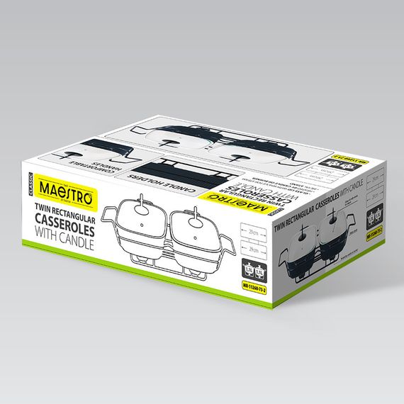 Марміт керамічний прямокутний Maestro MR-11260-73-2, 1.1 л + 1.1 л, для запікання та сервірування | Зображення 3