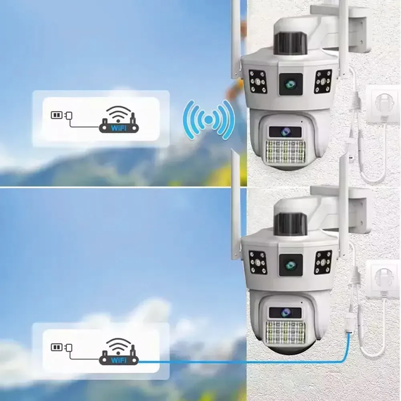 Wi Fi камера відеоспостереження 3 лінзи SD 39 APP V380pro