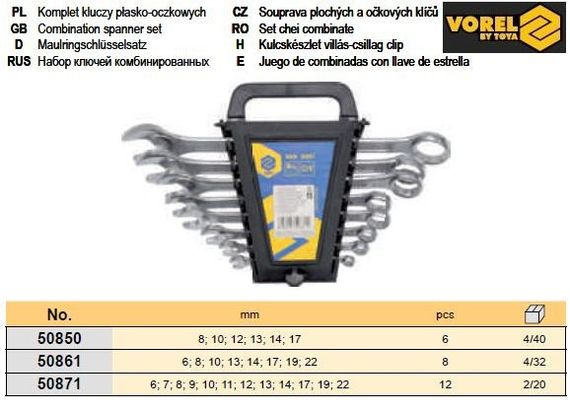 Набор ключи рожково-накидные Польша М 6-22 мм 8 штук VOREL-50861