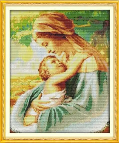 Набор для вышивания по нанесённой на канву схеме "Madonna and Child 11". AIDA 14CT printed 37*45 см