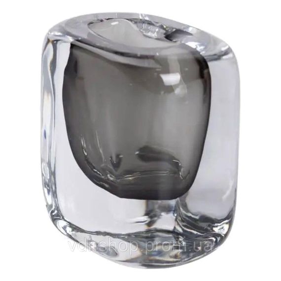 Ваза стеклянная прозрачная 10х7х11 см для цветов декоративная 120 мл Серая HP-10-18 | Зображення 1
