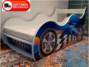 Кровать машинка серия Драйв D 009 Racing синяя для девочек и мальчиков