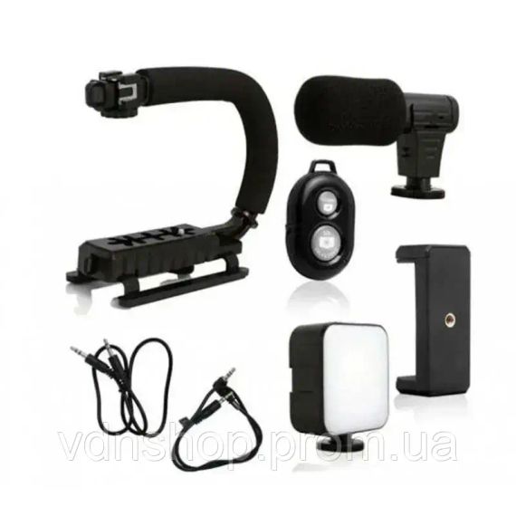 Ручка стабілізатор AY-49U для відеокамер фотоапаратів Uподібний кронштейн для телефону з спалахом мікрофоном