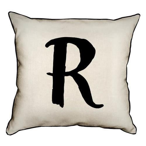 Подушка с мешковины Letter R 45x45 см (45PHB_ABC035_WH)