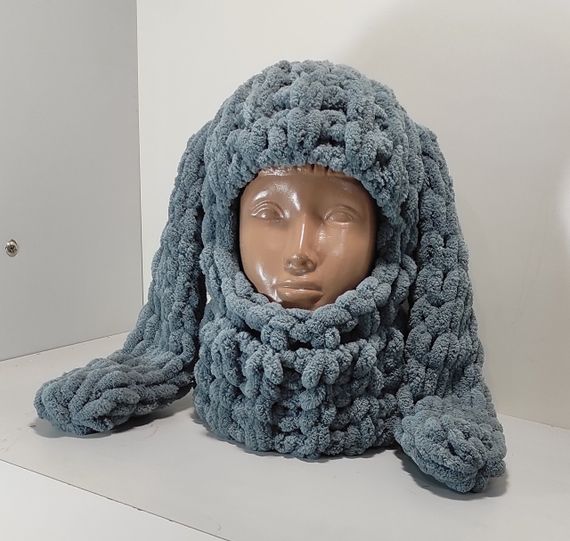 Балаклава колір 87 плюшева з вушками зайчик сіра puffy | Зображення 5