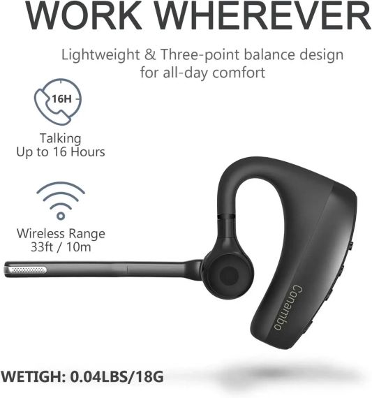 Гарнитура Bluetooth Conambo K10C. Гарнитура с двойным микрофоном CVC8.0 с шумопоглощением | Зображення 2