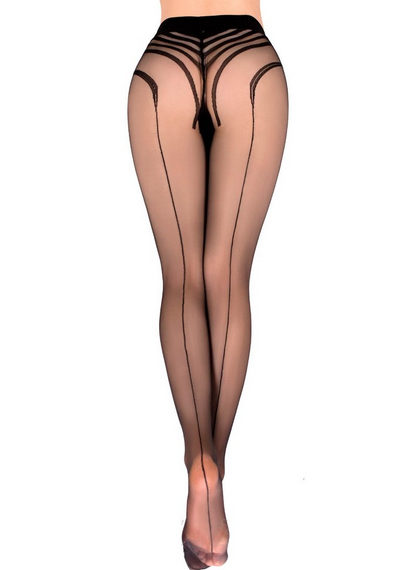 Колготки в смужку Ballerina´s Secret, чорні, S/M Sex Aura | Зображення 1