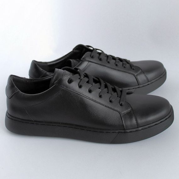 Стильные черные мужские кеды из гладкой кожи 41 размер | Зображення 1