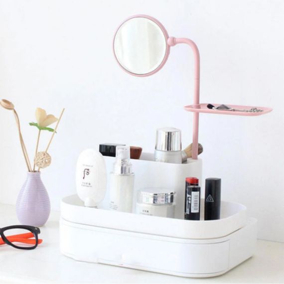 Настольный бокс для хранения косметики с выдвижными ящиками и KS-486 зеркалом органайзер | Зображення 4