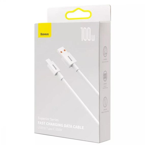 Дата кабель Baseus Superior Series Fast Charging USB to Type-C 100W (1.5m) (P10320102214) Moon White | Зображення 2