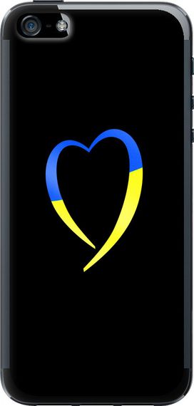 Чехол на iPhone 5s Жёлто-голубое сердце "885u-21-17620"