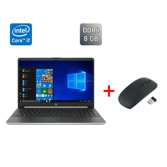 Ноутбук HP 15-da1005dx / 15.6" (1366x768) TN / Intel Core i7-8565U (4 (8) ядра по 1.8 - 4.6 GHz) / 8 GB DDR4 / 256 GB SSD / Intel UHD Graphics / WebCam / Windows 10 б/у + Подарок Беспроводная мышь / USB