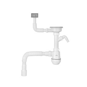 Сифон для кухонної мийки Kroner KRP KS02-1WHI 3 1/2"х40/50 мм з відводом для пральної машини, з квадратним пер
