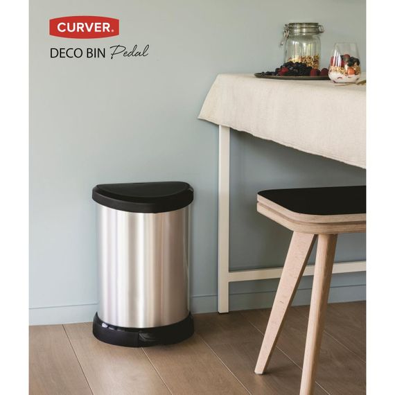 Контейнер для мусора с педалью Curver (Курвер) Deco bin 15 л (02120) Серебристый | Зображення 8