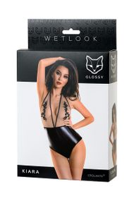 Боди Glossy Kiara из материала Wetlook, черное - L sexstyle