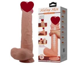 Фалоімітатор на присоску, з хребтом і ефектом ковзної шкіри LyBaile — Sliding Skin 10,2”, BW-008103NRG-1 Sex Aura