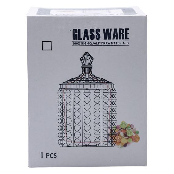 Конфетница с крышкой Ø 7.5 см ваза сахарница круглая стеклянная HP-4-102 | Зображення 4