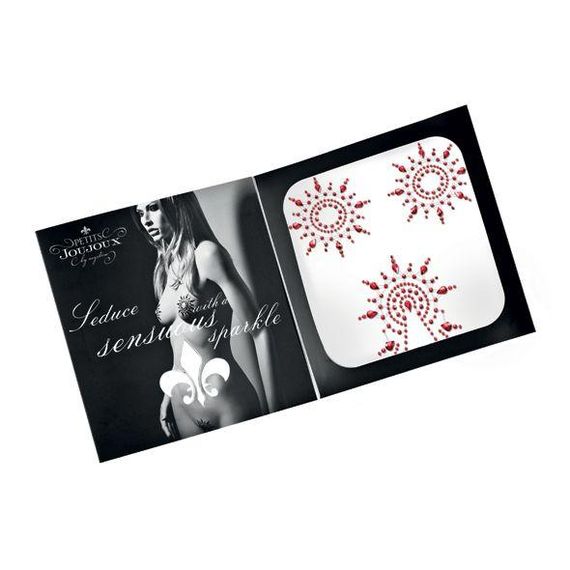 Пестіс з кристалів Petits Joujoux Gloria set of 3 - Red, прикраса на груди та вульву Sex Aura | Зображення 2