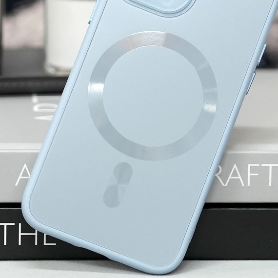 Чехол TPU+Glass Sapphire Midnight with MagSafe для Apple iPhone 15 (6.1") Голубой / Blue | Зображення 1