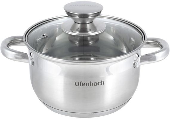 Каструля Ofenbach Casserole з нержавіючої сталі 1700мл зі скляною кришкою