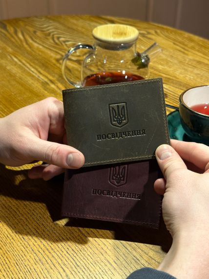 Обкладинка на посвідчення УБД шкіряна чорна коричнева | Зображення 6