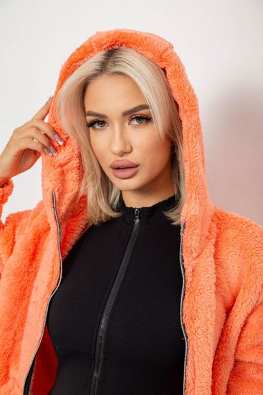 Бомбер женский c капюшоном, цвет персиковый, 257R48-1 | Зображення 4