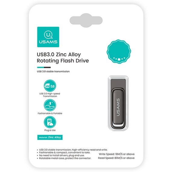 Флеш-накопичувач Usams US-ZB334 USB 3.0 Zinc Alloy Rotating – 256GB Tarnish | Зображення 5