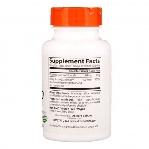 Фолієва кислота Doctor's Best Fully Active Folate 400 mcg 90 Veg Caps | Зображення 1