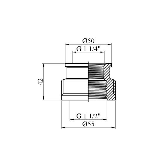 Муфта перехідна Karro 1 1/2"х1 1/4" ВВ нікельована | Зображення 1
