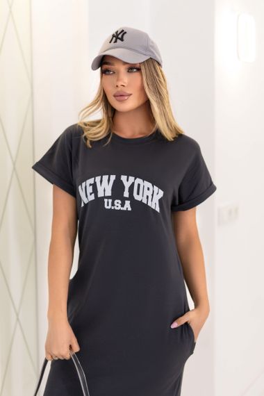 Женское летнее платье-футболка спортивное New York GF7455 цвет серый, размер 42/44 | Зображення 1