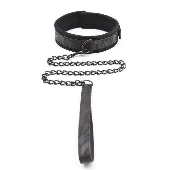 Нашийник з повідцем DS Fetish Collar with leash black Sex Aura