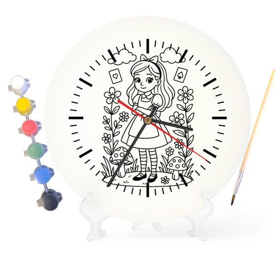 Дитячий набір для творчості годинник-розмальовка за мотивами Аліса в Країні Чудес (Льюїс Керрол) 30 см (Г0039)