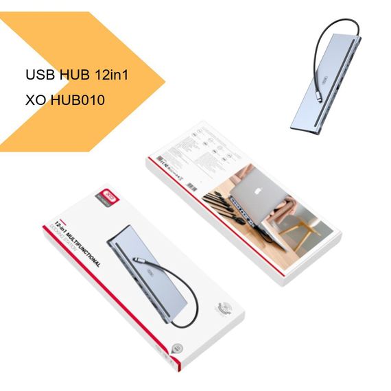 USB хаб XO HUB010 12in1 сірий XPRO (MAW-44889_1751) | Зображення 1