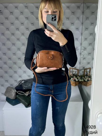 Сумка маленькая кросс-боди на длинном ремешке через плечо Рыжая Терракотовая | Зображення 3