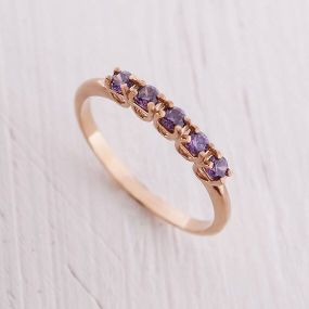 Кольцо из красного золота с аметистами 21