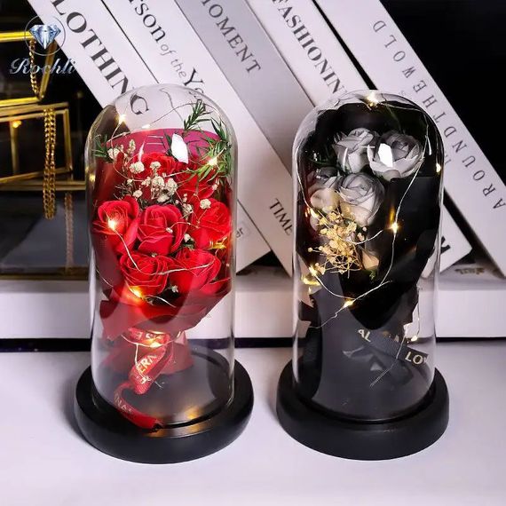 Букет в колбі з LED підсвіткою мильними трояндами XPRO KR-04 (45028-KR-04_171) | Зображення 3