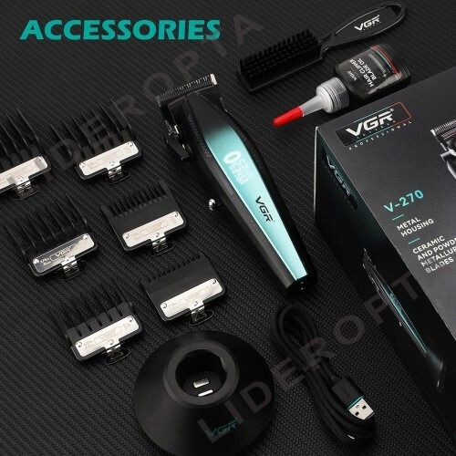 Комплект VGR 2 в 1 V-270&amp;V-992 GREEN, машинка для стрижки та триммер з LED-дисплеєм та акумулятором 2000 mAh (47869-V-270&V-992_2365) | Зображення 1