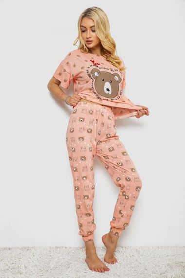 Пижама женская с принтом, цвет персиковый, 243R15436 | Зображення 2