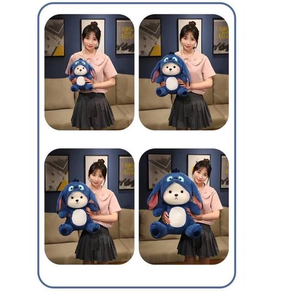 М'яка іграшка плюшевий Мішка у капюшоні Стіч, 72 см іграшка з капюшоном Ведмедик Стіч Синій | Зображення 2