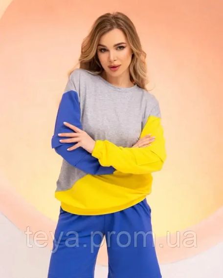 Толстовка колір блакитний/жовтий FI_006990