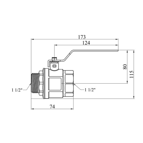 Кран кульовий STA 1 1/2" ВЗ PN30 ручка, нікельований | Зображення 1