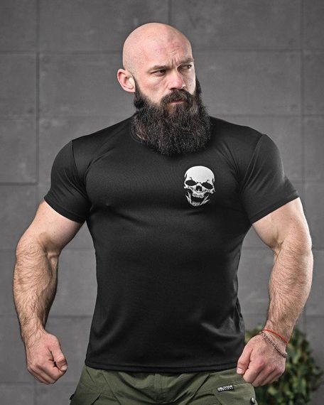 Тактична потоотводяча футболка odin далі бога немає чорна ДЛ6548 | Зображення 1