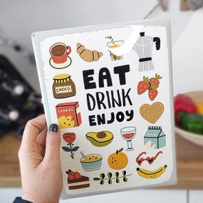 Металева табличка Eat drink enjoy 26х18,5 см (MET_20J053_WH)