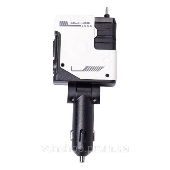 Автомобильное зарядное устройство MECHA с выдвижными кабелями и портами USB/Type-C Белый HP-A1W | Зображення 4