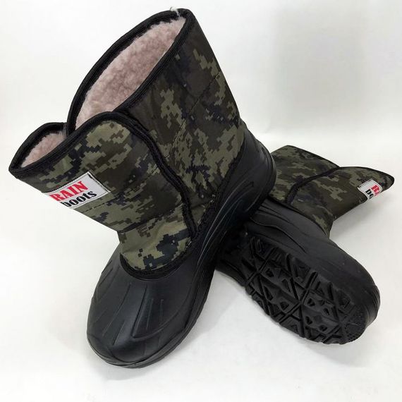 Чоботи чоловічі дутики утеплені 42р 26см робочі черевики, зручне робоче взуття. Колір: Зелений піксель