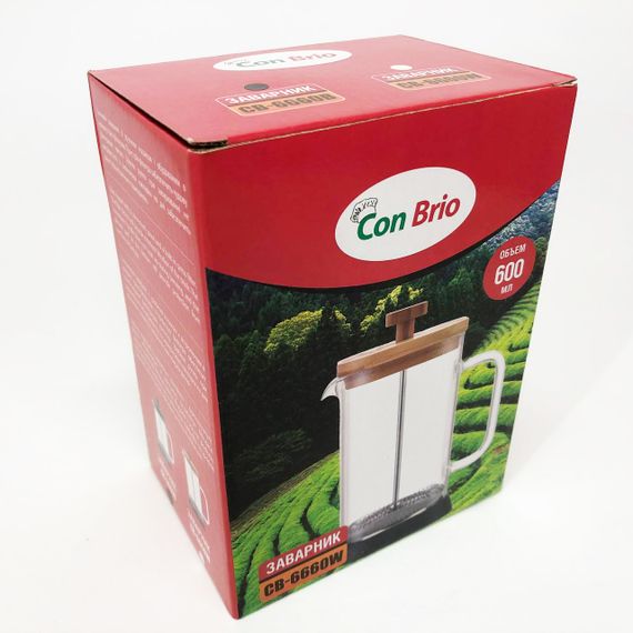 Френч-прес Con Brio 600 мл CB-6660B, Френч-прес для міцної кави, Багаторазовий френч-прес | Зображення 2