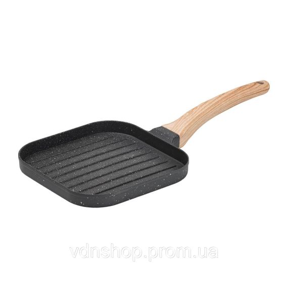 Сковорода гриль квадратная 18×18 см рифленая с гранитным покрытием серая HP39568C