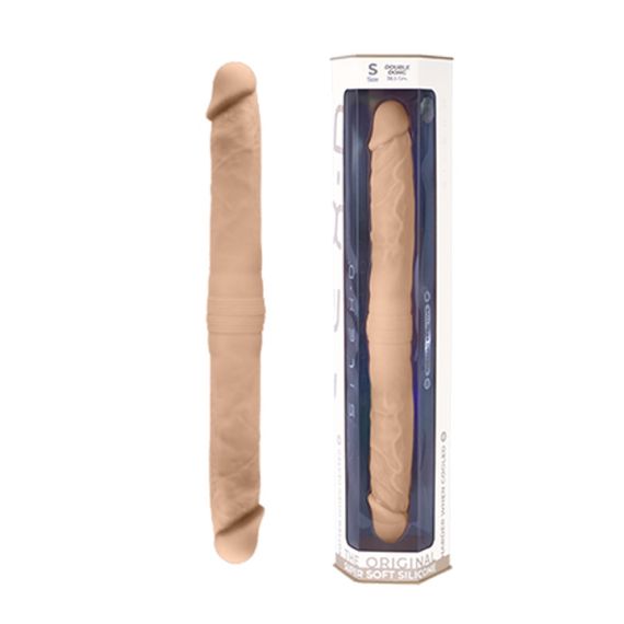Фалоімітатор двосторонній SilexD подвійної щільності, бежевий, 38,5 х 3,9 см Sex Aura