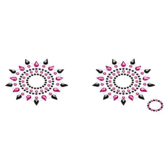 Пэстис из кристаллов Petits Joujoux Gloria set of 2 - Black/Pink, украшение на грудь Sex Aura