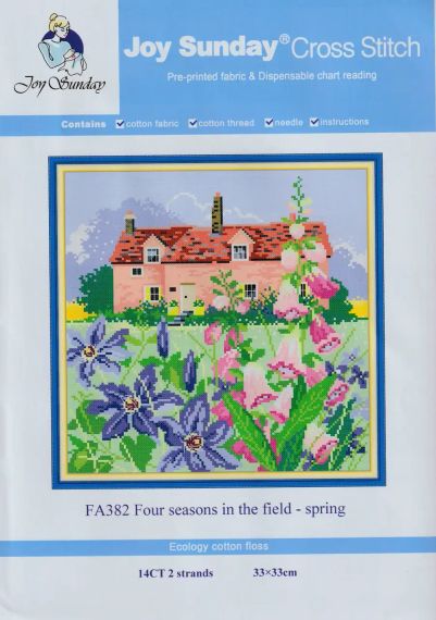 Набір для вишивання за нанесеною на канву схемою "Four season in the field-spring". AIDA 14CT printed 33*33 см | Зображення 1